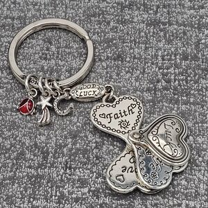 Brighton Silver and Red Heart Charm Keychain